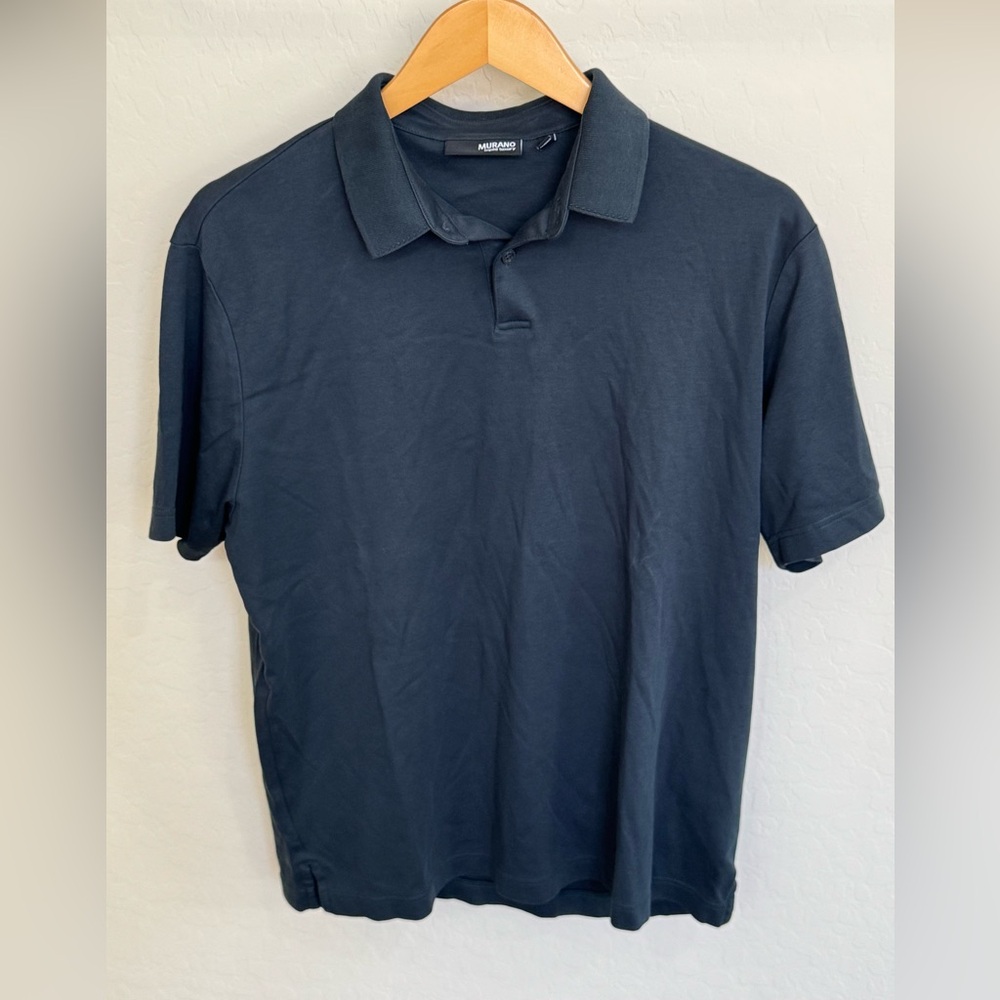 Murano Liquid Luxury Men's Dark Green Polo Shirt 100% Cotton Large Like New